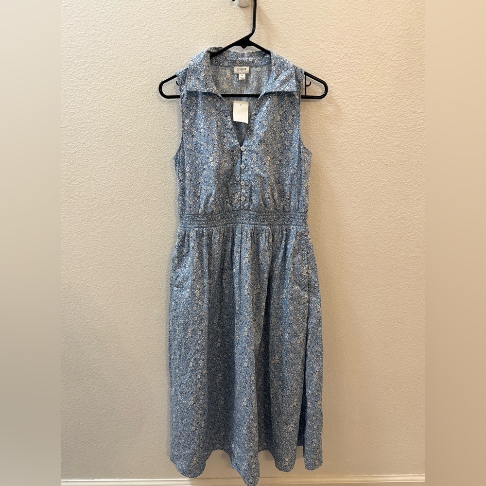 NWT J.Crew Factory Printed collared midi dress, NWT, SZ 4 - Picture 2 of 4
